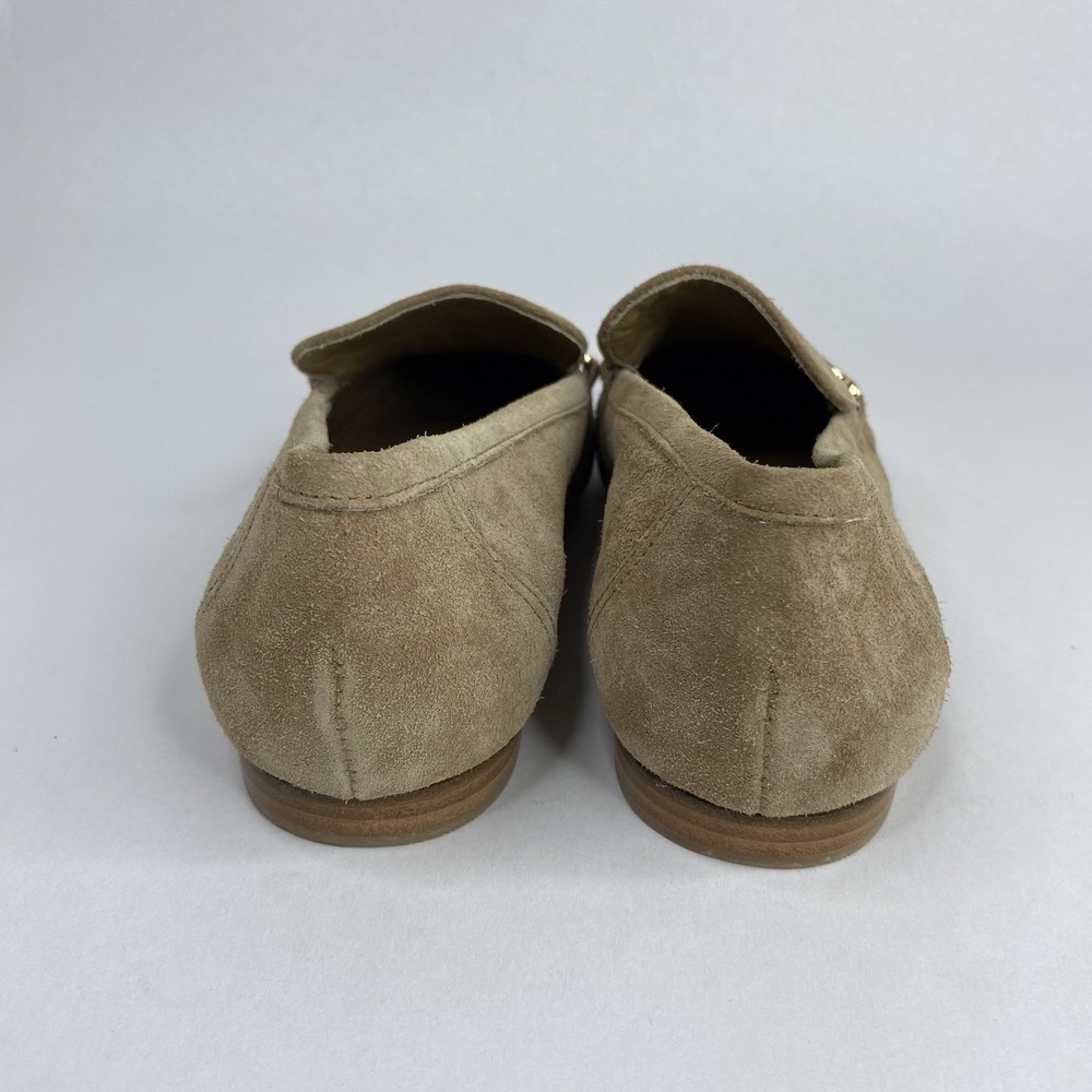 Larroude Suede Katherine Loafers Tan Gold Tone Bit Women's Size 5 Made in Brazil - Picture 10 of 15